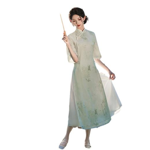 2024秋季新款改良民族风日常中式素雅年轻款长款中袖奥黛SYK299251 商品图4