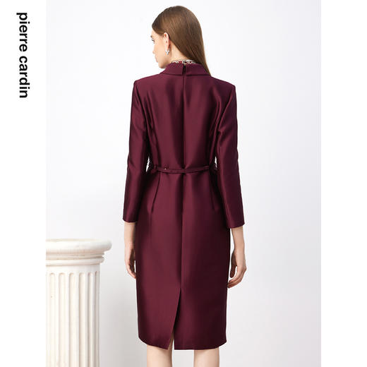 皮尔卡丹女装连衣裙酒红色缎面高贵醋酸假两件西服裙P3308E3983T0 商品图2