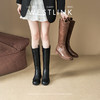 西遇厚底长筒靴女新款秋冬美拉德棕色西部靴子显瘦不过膝长靴V3547548 商品缩略图0