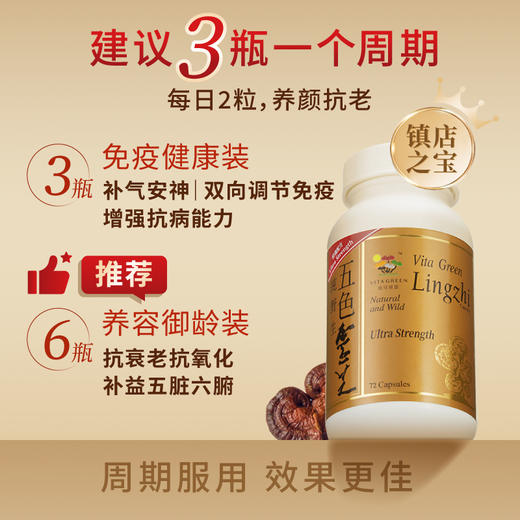 【】Vita Green 维特健灵 五色灵芝72粒【本商品不支持用券】 商品图2