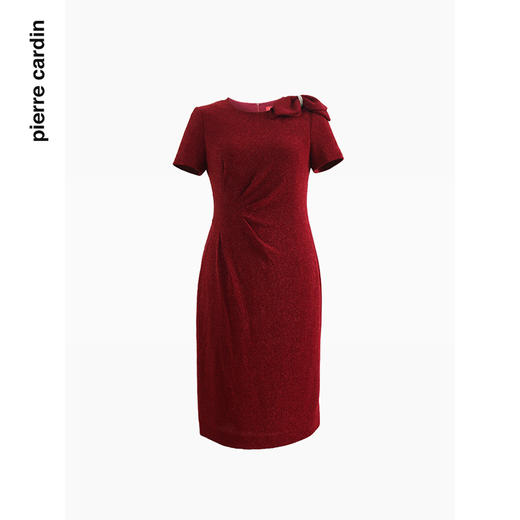 皮尔卡丹女装连衣裙红色侧腰捏褶婚庆喜宴大方得体裙P4200D2145R0
 商品图2