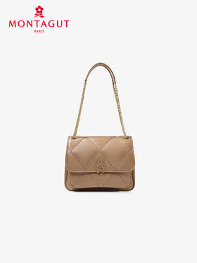 法国梦特娇羊皮时尚菱格单肩通勤斜挎包