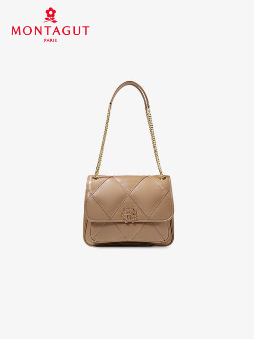 法国梦特娇羊皮时尚菱格单肩通勤斜挎包 商品图0