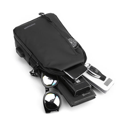 WEPOWER爆款男士胸包 休闲大容量单肩斜挎包 韩版机车包防泼水潮流背包   商品图4