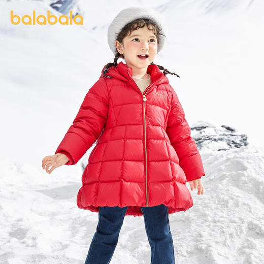 巴拉巴拉童装儿童羽绒服中长款女童连帽外套温暖冬装时髦洋气A摆 商品图0