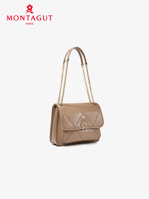 法国梦特娇羊皮时尚菱格单肩通勤斜挎包 商品图1