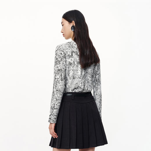 NEELLY纳俪2024秋商场同款设计感提花圆领针织开衫女新款修身上衣N24082A01101 商品图1