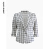 皮尔卡丹女装西装夏季白格子桑蚕丝通勤薄款短外套P4229U4056W3 商品缩略图2