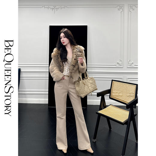 BeQueenStory【豹富女星】丹麦皇冠级水貂拼接狐狸毛开皮染色外套 商品图3