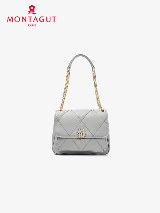 法国梦特娇羊皮时尚菱格单肩通勤斜挎包 商品图3