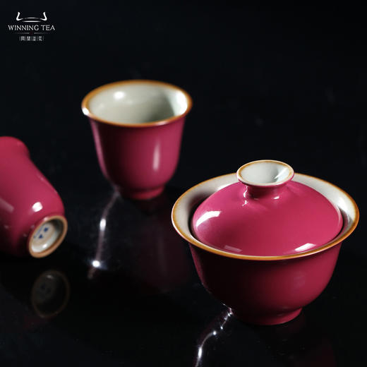 问鼎汝瓷鼎峰系列胭脂红天青酌泉二才盖碗 甲辰花神杯（缺货） 商品图5