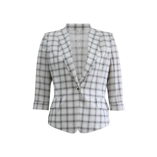 皮尔卡丹女装西装夏季白格子桑蚕丝通勤薄款短外套P4229U4056W3 商品图4