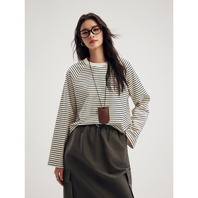 棉仓357601010-南法系列强捻感定织彩点条纹T高级简约瘦直筒版型