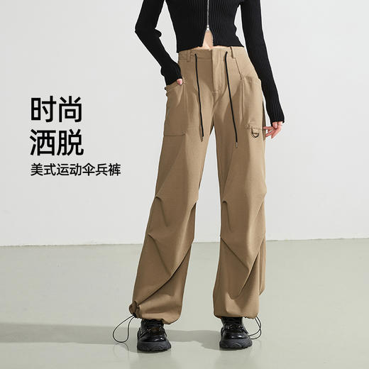 【亏本售-两穿-工装裤】逸阳春款直筒阔腿高腰休闲百搭可束脚运动裤子2434A 商品图4