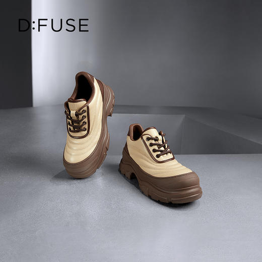 D:FUSE迪芙斯2024秋季新款运动鞋美式复古贝壳面包轻便厚底真皮休闲鞋老爹鞋DF43112382 商品图7