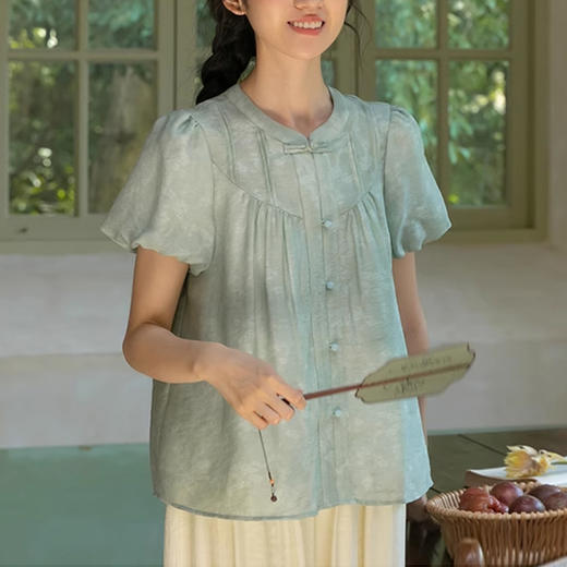 裁缝学苑AQ343 新中式天丝泡泡袖衬衫纸样女装夏季复古衫做衣服打版裁剪样板 商品图3