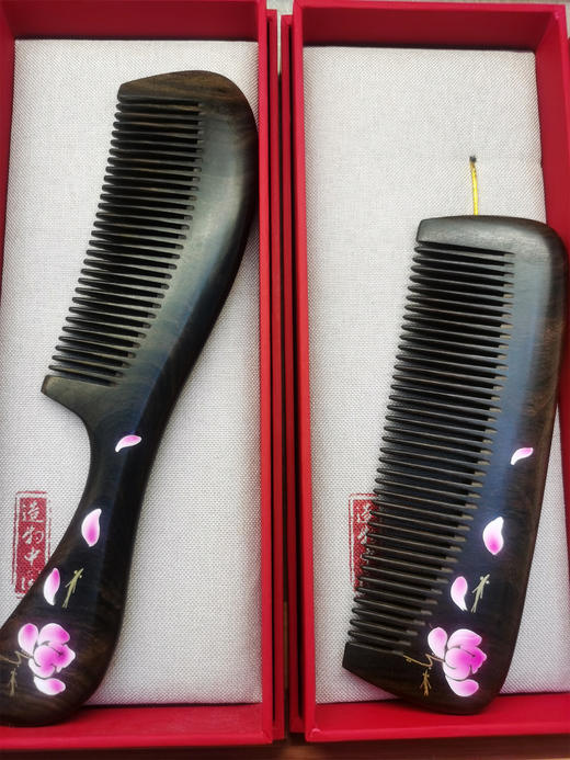 阴沉木印花梳°无柄&手柄款 商品图3