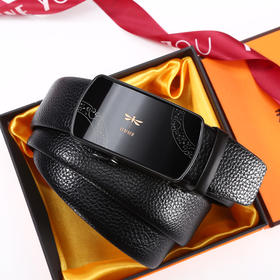 男士自动扣皮带 仿皮带身铁质亮面胶片扣腰带商务休闲正装裤带