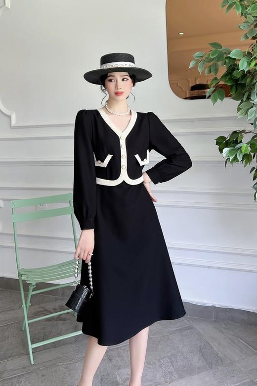 Le Malene 黑白小香风优雅针织连衣裙 16848 商品图3