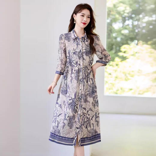 16姆米真丝双绉数码印花连衣裙SM7788 商品图3