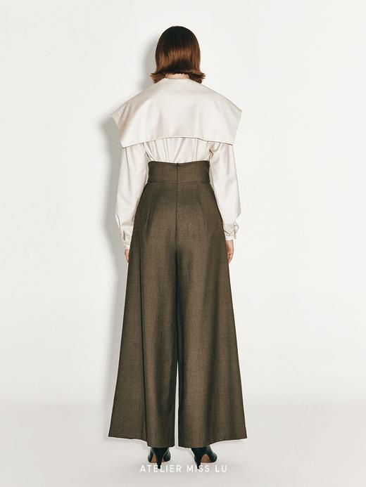 【沙砾之渊】造型大翻领精纺绵羊毛衬衫上衣 商品图2