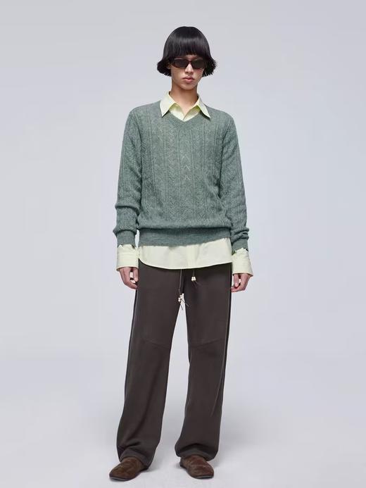 Simple Project/M24125/V领镂空毛衣 商品图0