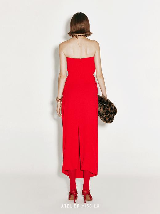 【芙蕾雅】不规则褶皱设计抹胸连衣裙 商品图2