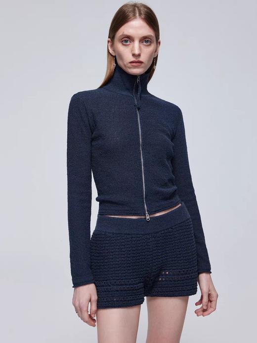 Simple Project/M24124/女款高领拉链针织夹克开衫 商品图0