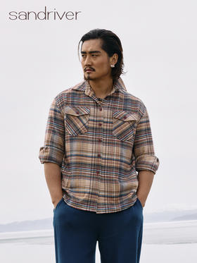 Sandriver青海羊绒格纹男衬衫