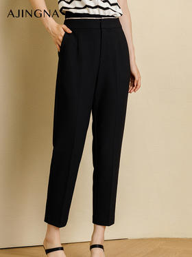 【商场同款】阿菁娜撞色夹芽高腰经典烟管小脚裤A29Q210060