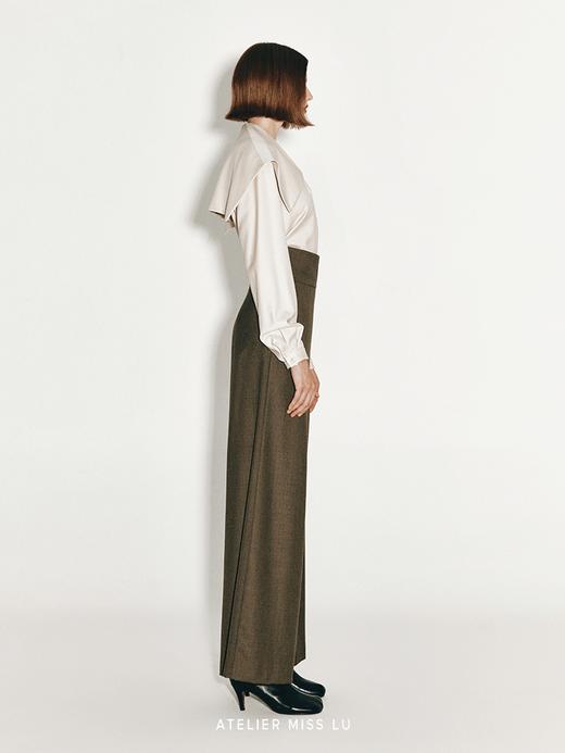 【沙砾之渊】造型大翻领精纺绵羊毛衬衫上衣 商品图3