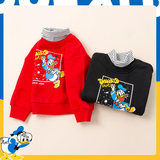 【商场同款】迪士尼秋季加绒保暖高领上衣男童套头卫衣224DS0725 商品图0