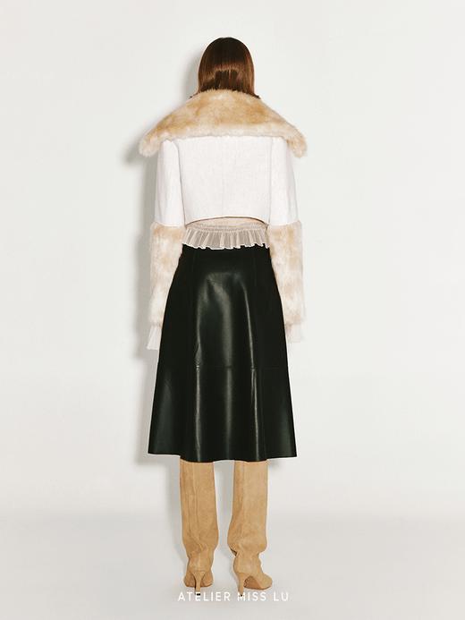 【融化雪顶】仿皮草拼接绵羊毛双面呢短外套 商品图3