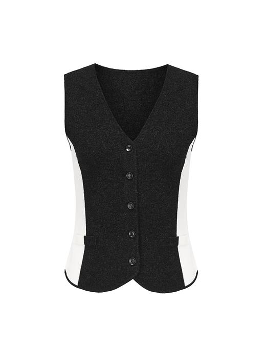 【凛冬之雪】几何撞色羊绒羊毛混纺马甲 商品图4