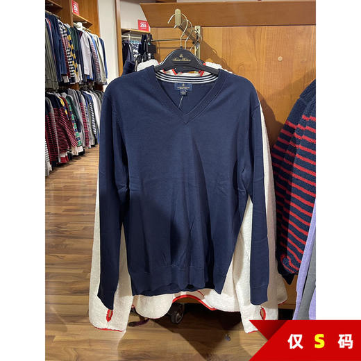 Brooks Brothers/布克兄弟 男士V领纯色匹马棉套头长袖针织衫 商品图0