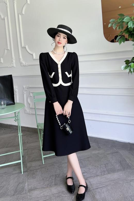 Le Malene 黑白小香风优雅针织连衣裙 16848 商品图0