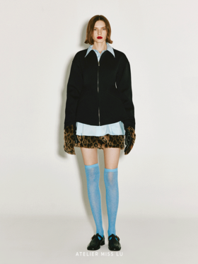 【索尔文】廓形下摆绵羊毛收腰拉链外套