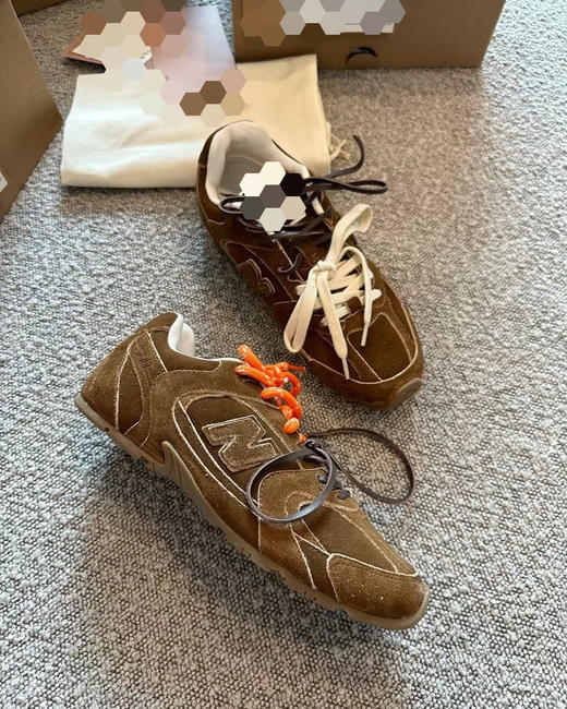 829-4 鞋王top品 miu联名nb 擦色牛皮 复古做旧 双色鞋带休闲鞋 偏大丢丢 商品图12