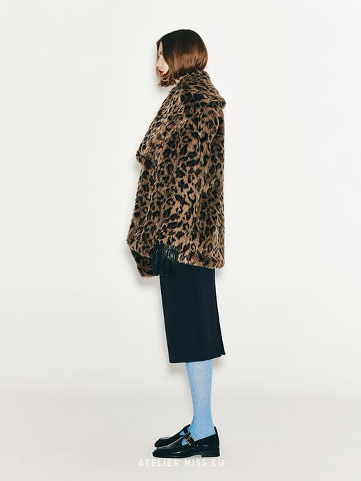 【狂野之声】大翻领造型仿皮草豹纹外套 商品图1