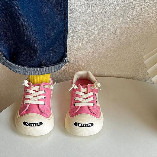 【经典造型，时尚舒适，百搭开口笑帆布鞋】儿童丑萌丑萌帆布鞋 春秋男女童魔术贴板鞋 韩版开口笑宝宝小白鞋-QQ 商品图6