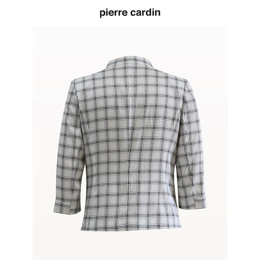 皮尔卡丹女装西装夏季白格子桑蚕丝通勤薄款短外套P4229U4056W3 商品图1