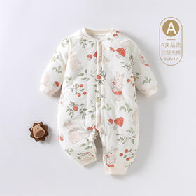 【婴儿三层夹棉薄棉连体衣】春秋a类长袖哈衣宝宝衣服秋款爬爬服初生婴儿衣服