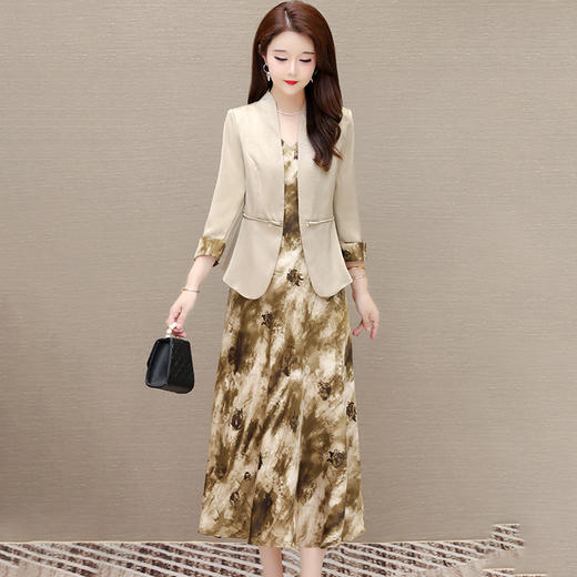 时尚优雅女装印花连衣裙+西装外套QYm- LRX-ZY68001-Y 商品图0