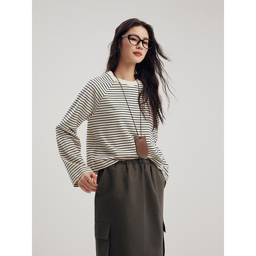 棉仓357601010-南法系列强捻感定织彩点条纹T高级简约瘦直筒版型 商品图2