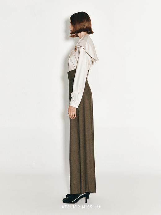 【沙砾之渊】造型大翻领精纺绵羊毛衬衫上衣 商品图1