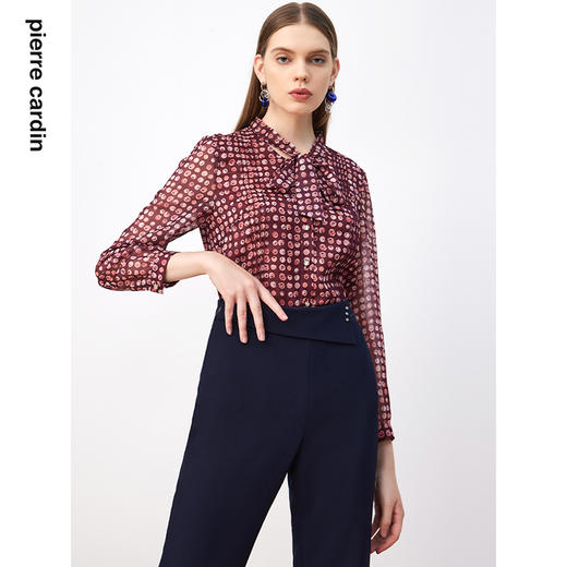 皮尔卡丹女装衬衫印花气质高级感复古法式通勤女衬衣P3351B3983T3
 商品图1