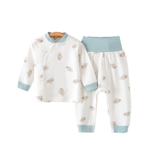 【婴儿秋衣秋裤裆部开扣高腰套装】纯棉a类0~2岁宝宝冬季打底儿童家居服套装 商品图4