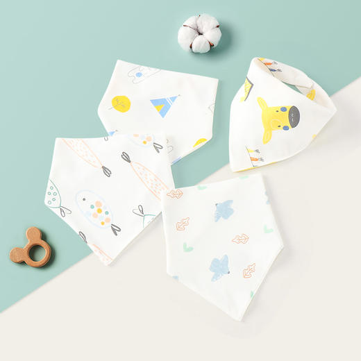 【2条装！】口水巾婴儿围嘴春夏季纱布新生儿围兜宝宝三角巾韩版洋气柔软 商品图0