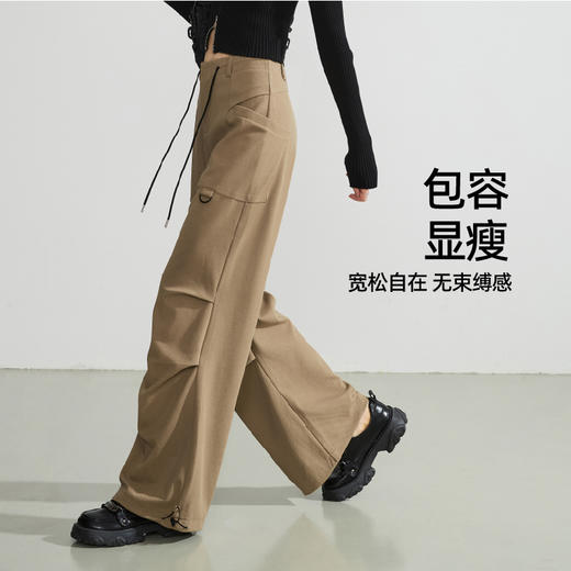 【亏本售-两穿-工装裤】逸阳春款直筒阔腿高腰休闲百搭可束脚运动裤子2434A 商品图5