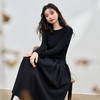 西遇长袖打底连衣裙女秋季新款上下拼接修身黑色针织长裙13642618 商品缩略图2